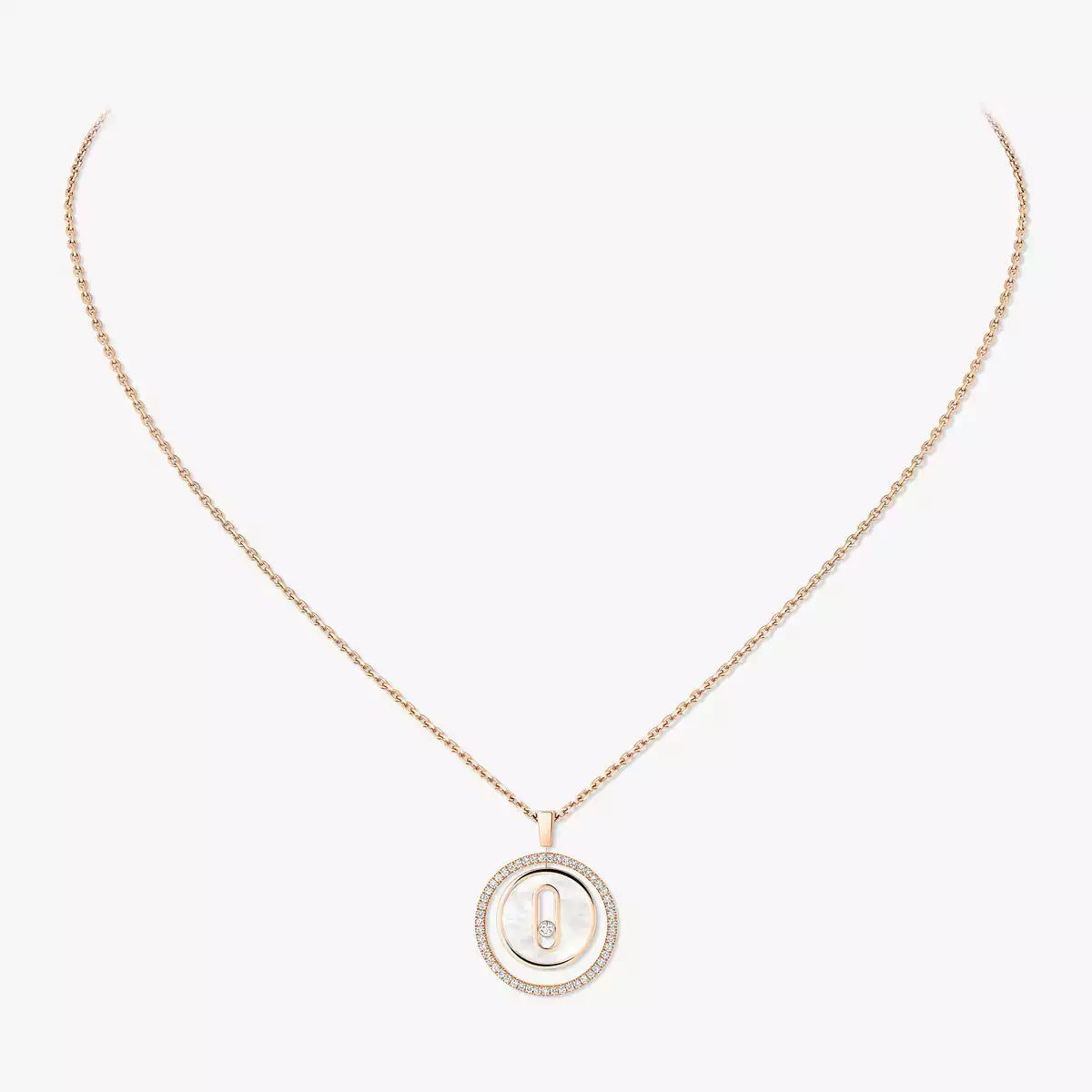 [Aurelle Style]Lucky Move Diamond Necklace in Rose Gold and White Mother-of-Pearl