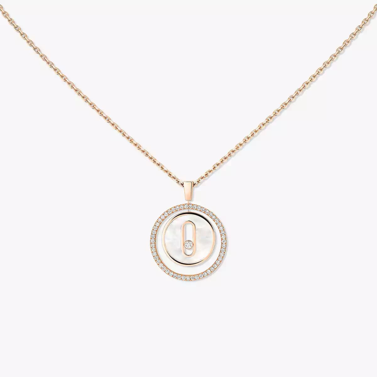 [Aurelle Style]Lucky Move Diamond Necklace in Rose Gold and White Mother-of-Pearl