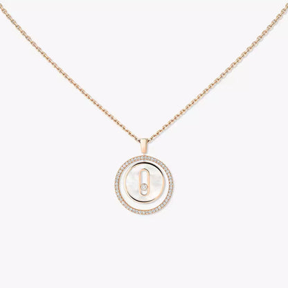 [Aurelle Style]Lucky Move Diamond Necklace in Rose Gold and White Mother-of-Pearl