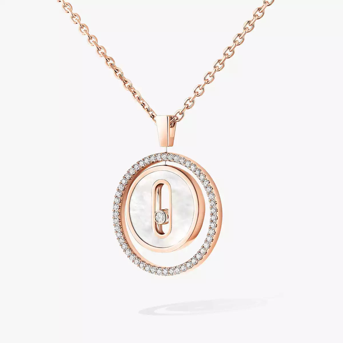 [Aurelle Style]Lucky Move Diamond Necklace in Rose Gold and White Mother-of-Pearl