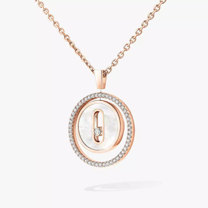 [Aurelle Style]Lucky Move Diamond Necklace in Rose Gold and White Mother-of-Pearl