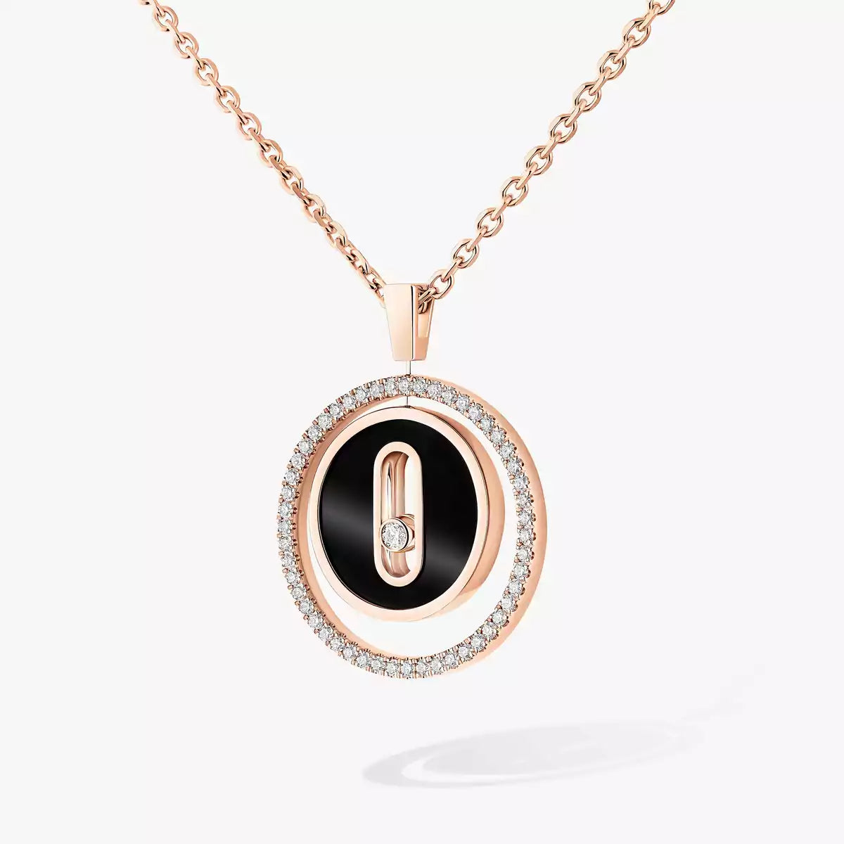 [Aurelle Style]Lucky Move Diamond Necklace in Rose Gold and White Mother-of-Pearl