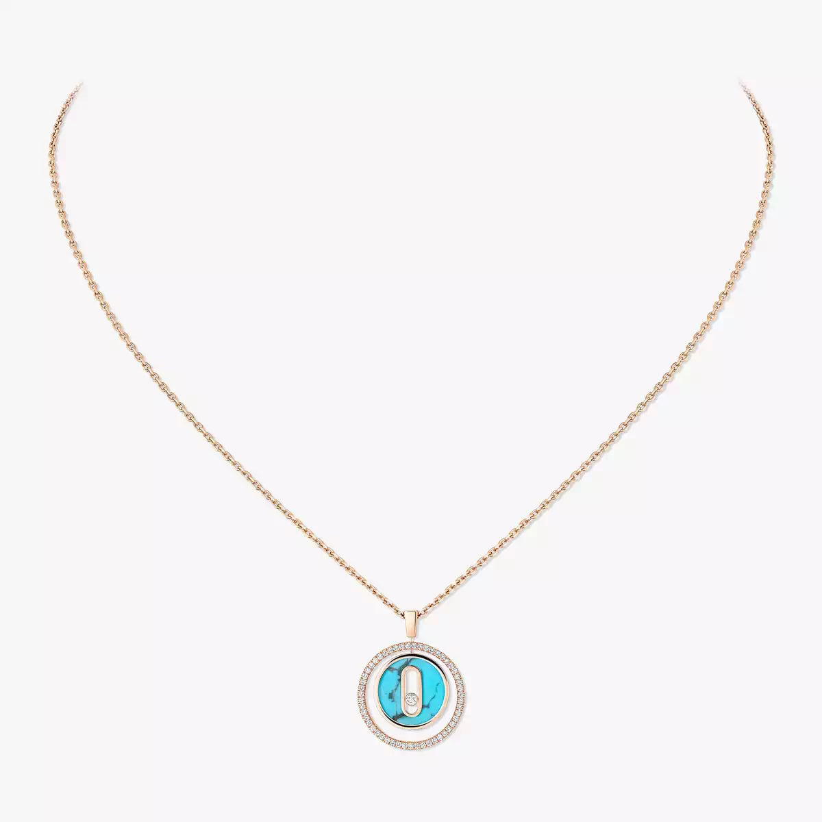 [Aurelle Style]Lucky Move Diamond Necklace in Rose Gold and White Mother-of-Pearl