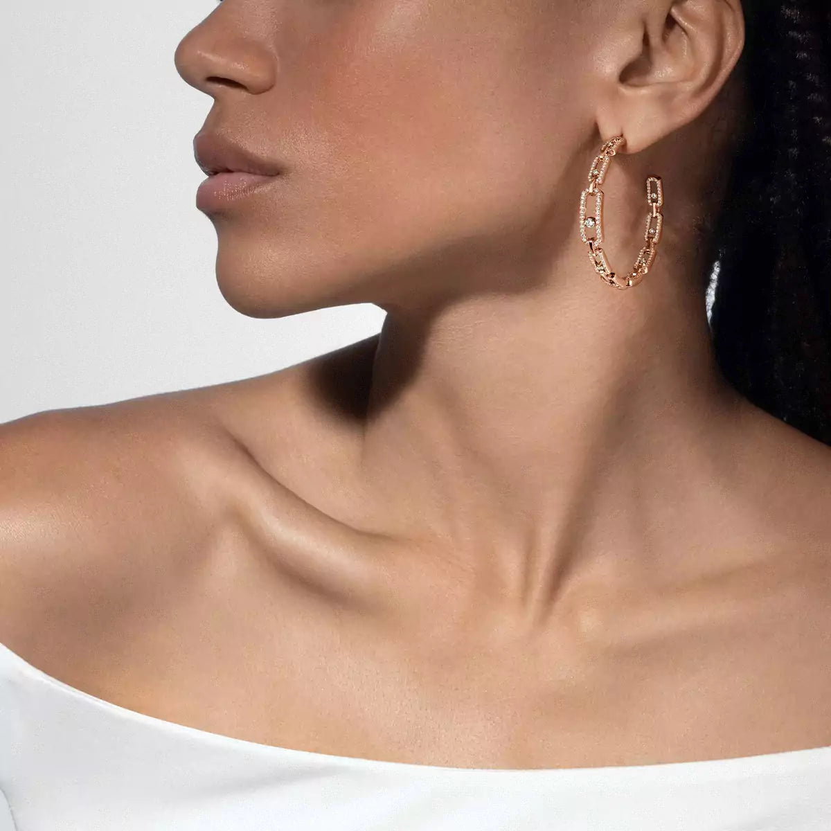 [Aurelle Style]Move Link Diamond Hoop Earrings