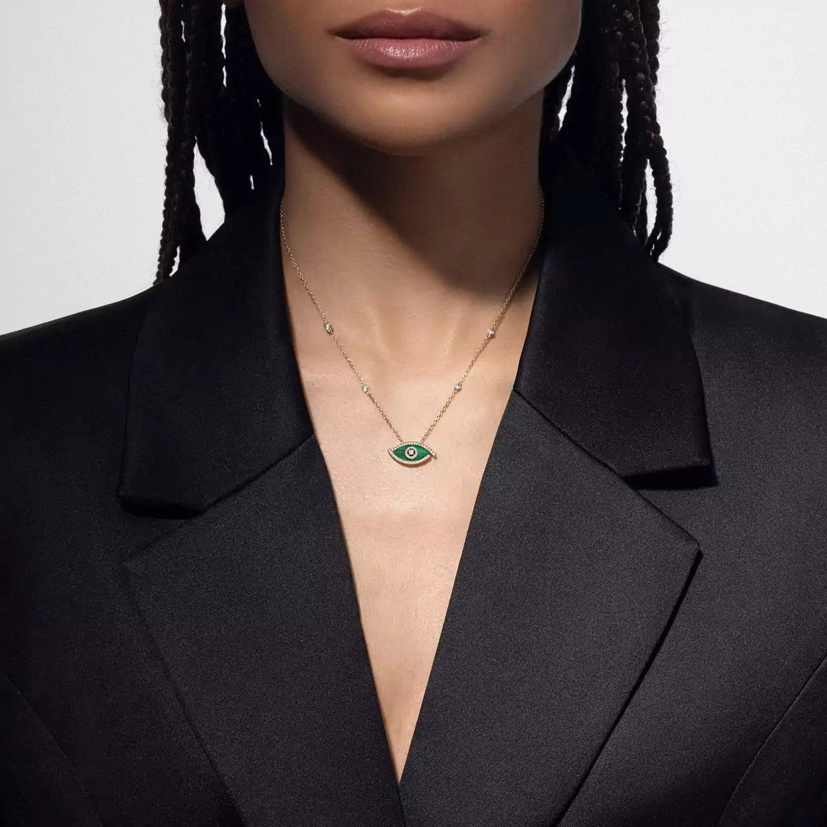 [Aurelle Style]Lucky Eye Diamond Necklace in Rose Gold and Turquoise