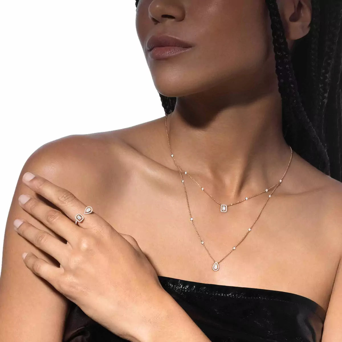 [Aurelle Style]Diamond Necklace My Twin 2 Rows