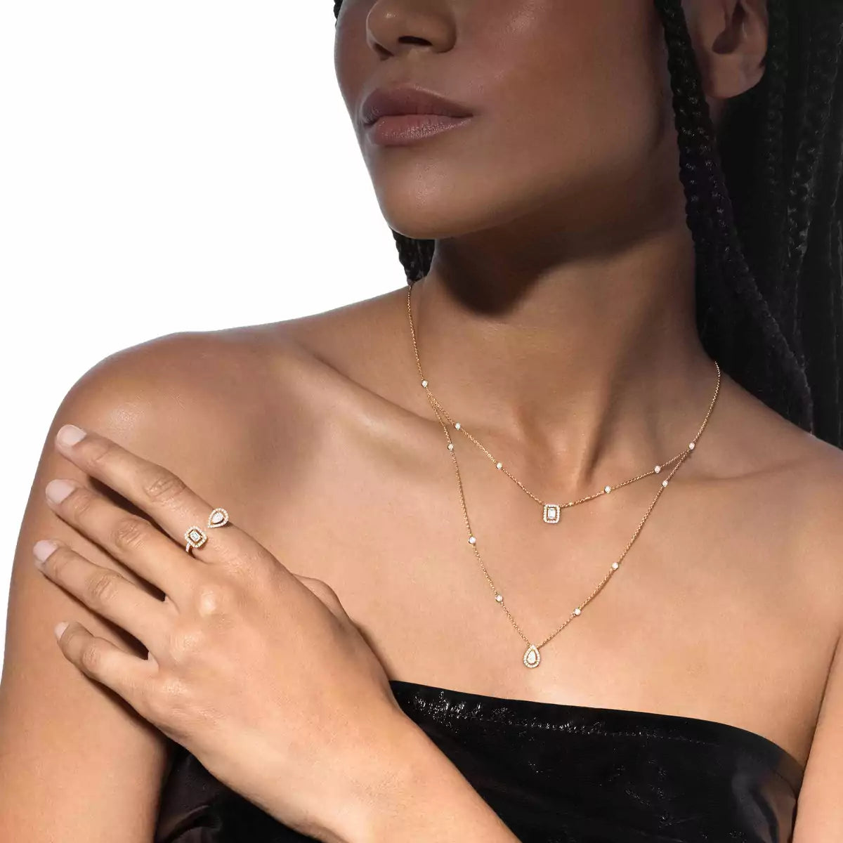 [Aurelle Style]Diamond Necklace My Twin 2 Rows