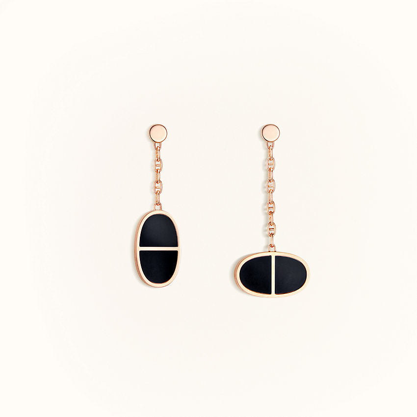 [Aurelle Style]CHAINE VERSO BLACK CERAMIC EARRINGS