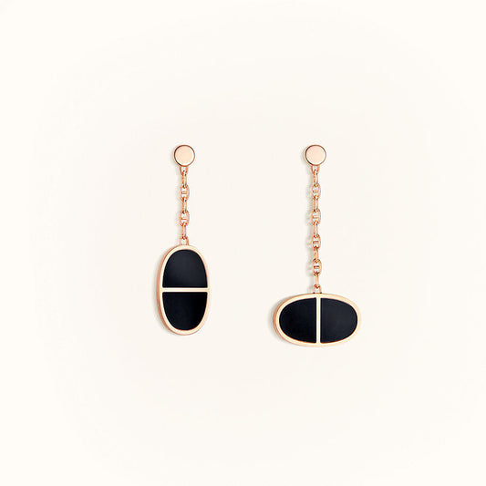 [Aurelle Style]CHAINE VERSO BLACK CERAMIC EARRINGS