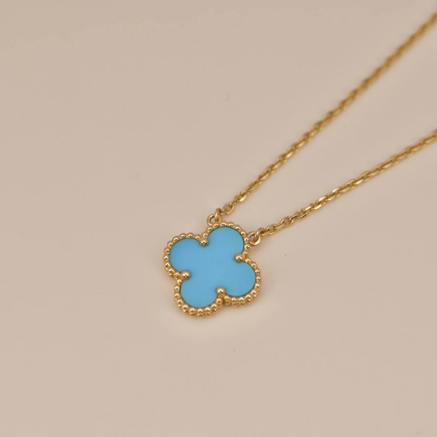 [Aurelle Style]CLOVER 15MM VINTAGE TURQUOISE NECKLACE