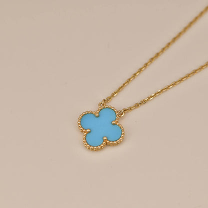 [Aurelle Style]CLOVER 15MM VINTAGE TURQUOISE NECKLACE