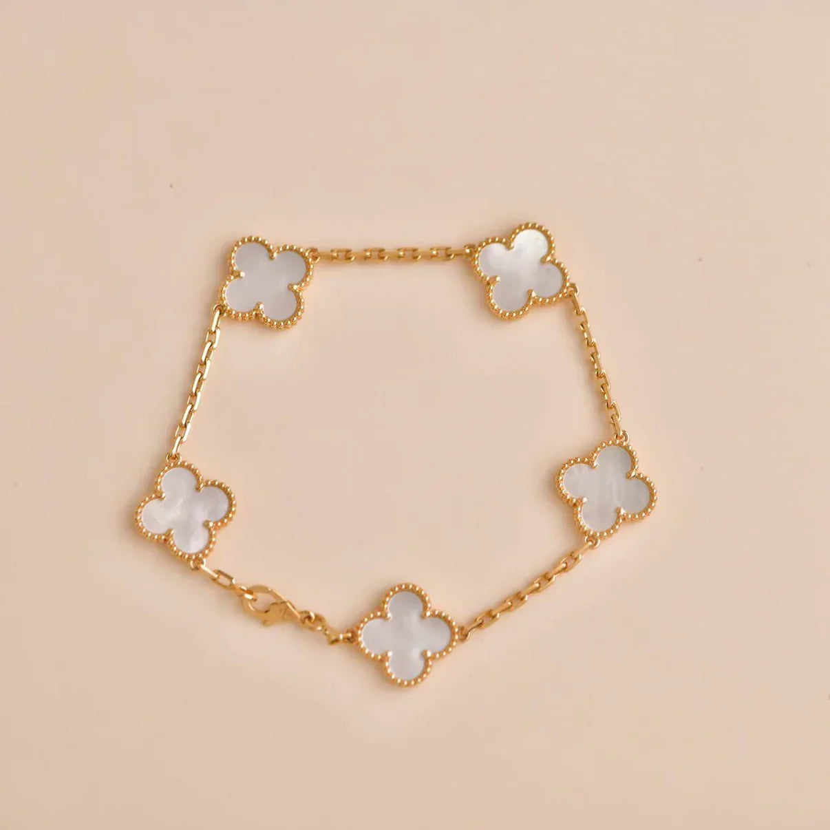 [Aurelle Style]CLOVER WHITE PEARL MOP 5 MOTIF BRACELET COLLECTION