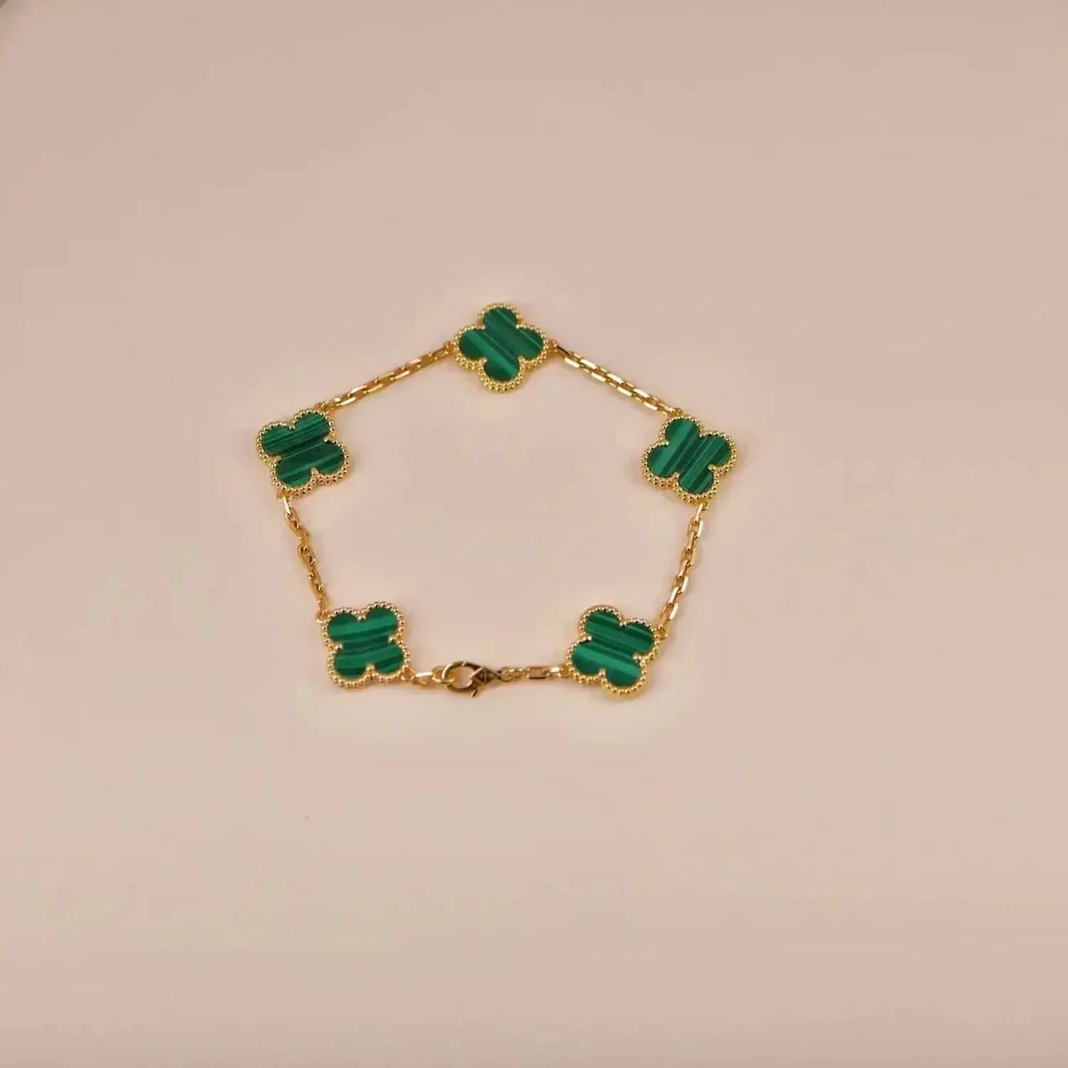 [Aurelle Style] CLOVER 5 MOTIF MALACHITE BRACELET COLLECTION