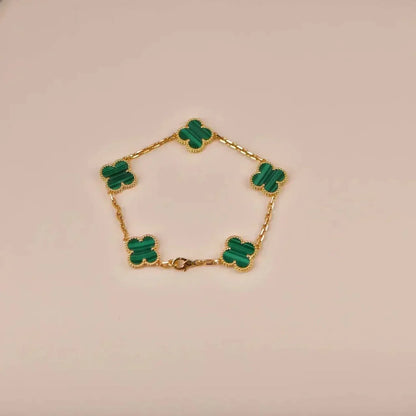 [Aurelle Style] CLOVER 5 MOTIF MALACHITE BRACELET COLLECTION