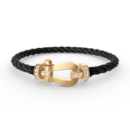 [Aurelle Style]FORCE LARGE HORSESHOE HALF DIAMOND BRACELET GOLD