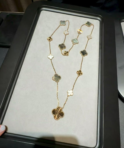 [Aurelle Style]DETACHABLE CLOVER 15(11+4) FLOWER ROSE GOLD NECKLACE SET