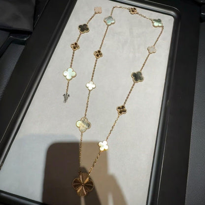 [Aurelle Style]DETACHABLE CLOVER 15(11+4) FLOWER ROSE GOLD NECKLACE SET