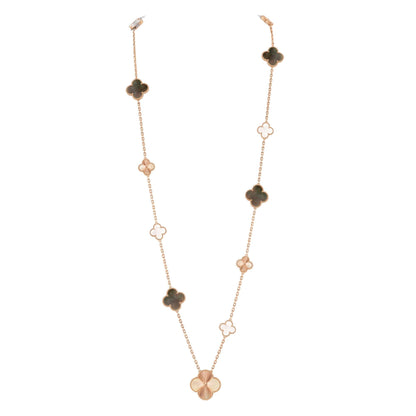 [Aurelle Style]DETACHABLE CLOVER 15(11+4) FLOWER ROSE GOLD NECKLACE SET