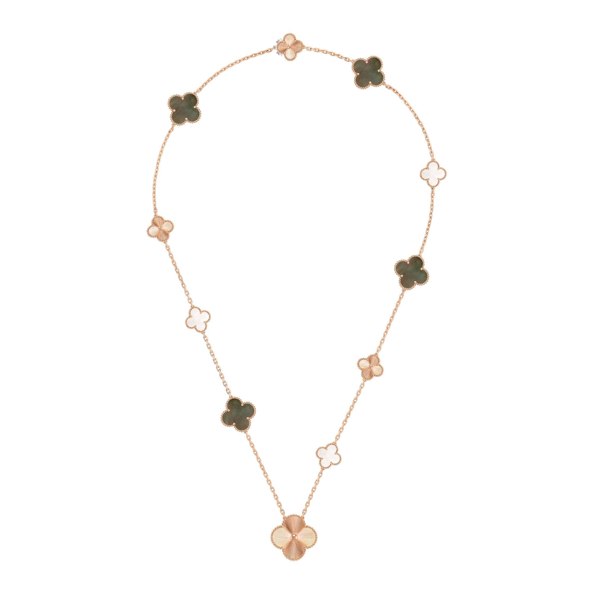 [Aurelle Style]DETACHABLE CLOVER 15(11+4) FLOWER ROSE GOLD NECKLACE SET
