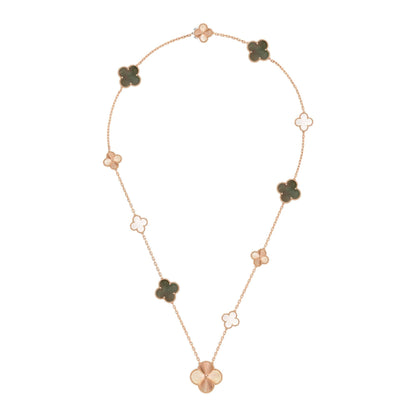 [Aurelle Style]DETACHABLE CLOVER 15(11+4) FLOWER ROSE GOLD NECKLACE SET