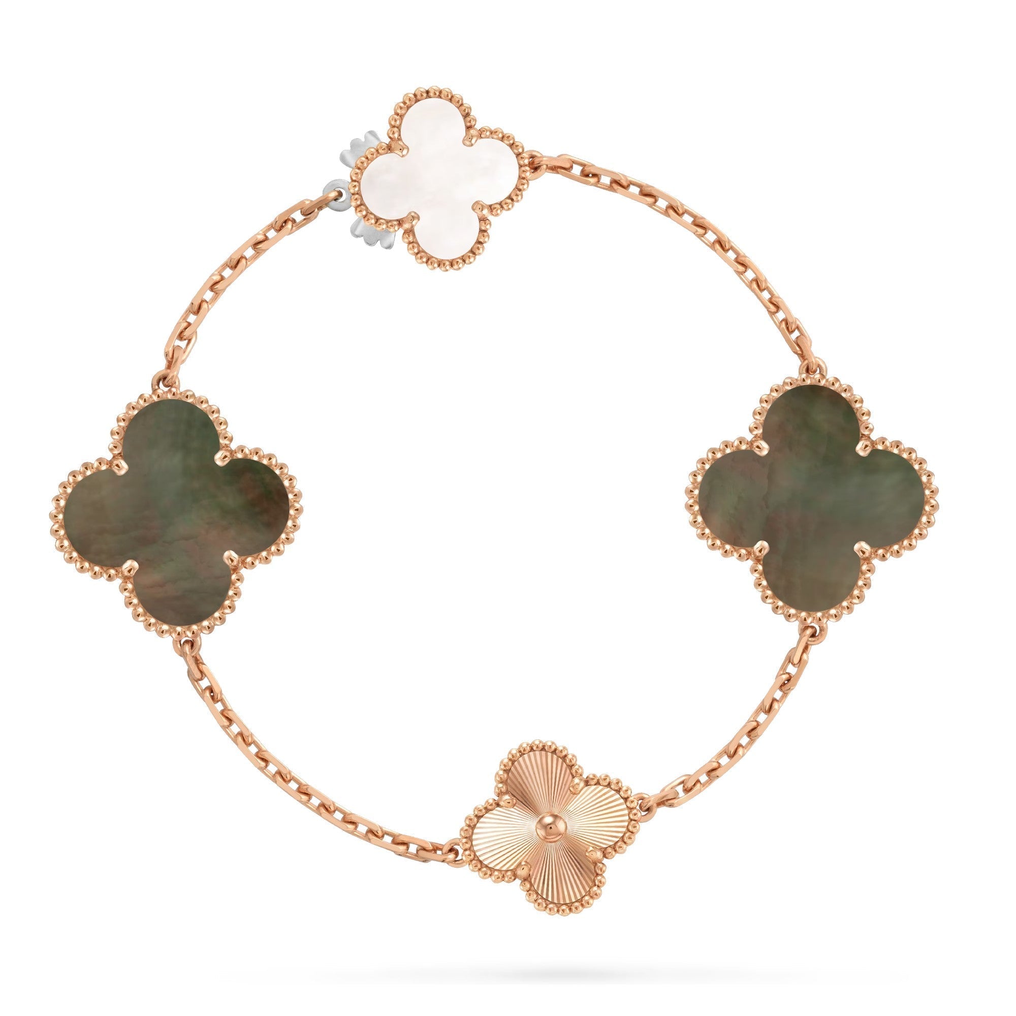 [Aurelle Style]DETACHABLE CLOVER 15(11+4) FLOWER ROSE GOLD NECKLACE SET