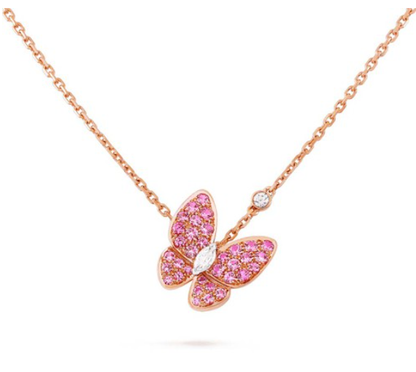 [Aurelle Style]BUTTERFLY RED DIAMOND ROSE GOLD NECKLACE