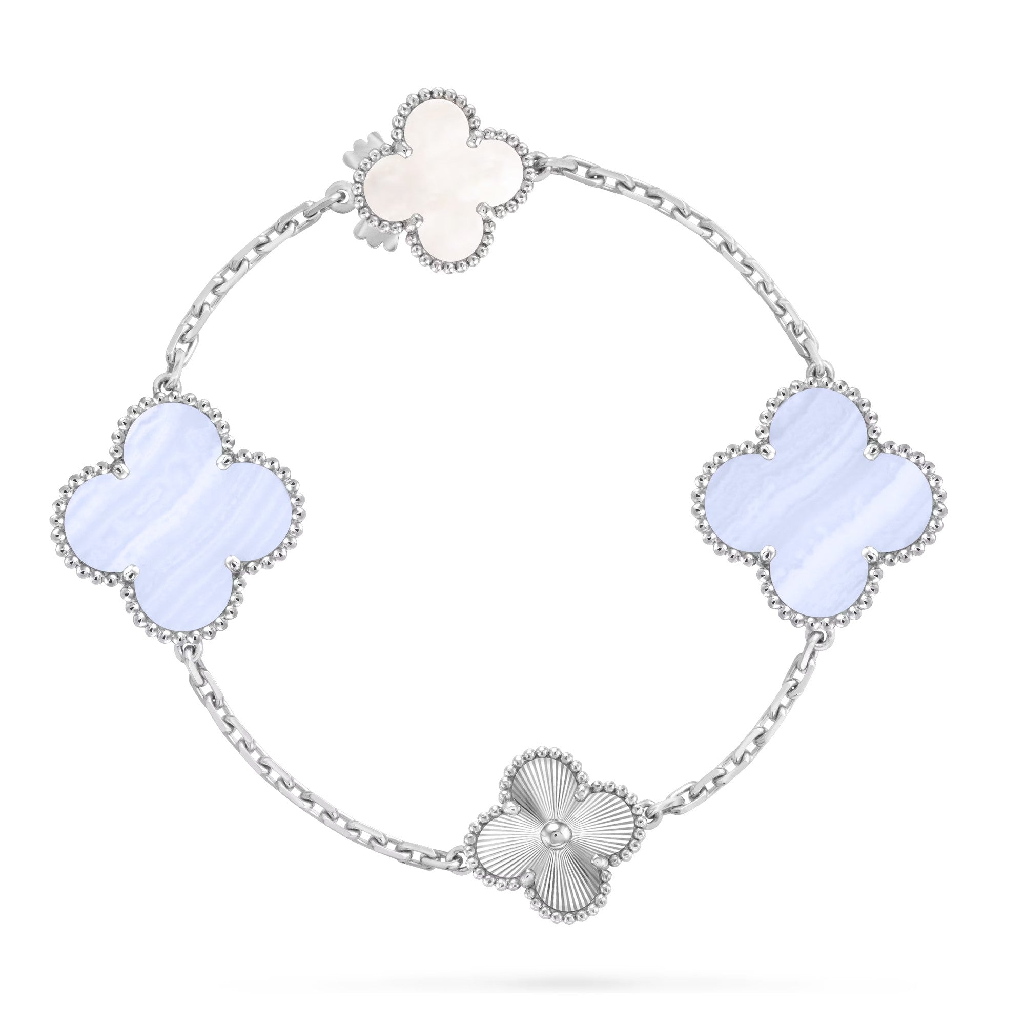 [Aurelle Style]DETACHABLE CLOVER 15(11+4) FLOWER SILVER NECKLACE SET