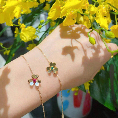[Aurelle Style]FRIVOLE GOLD FLOWER PINK MALACHITE BRACELET