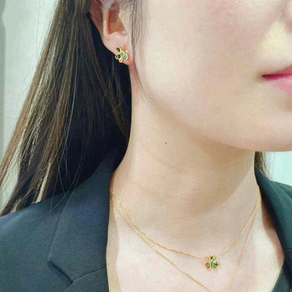 [Aurelle Style]FRIVOLE  FLOWER MALACHITE EARRINGS