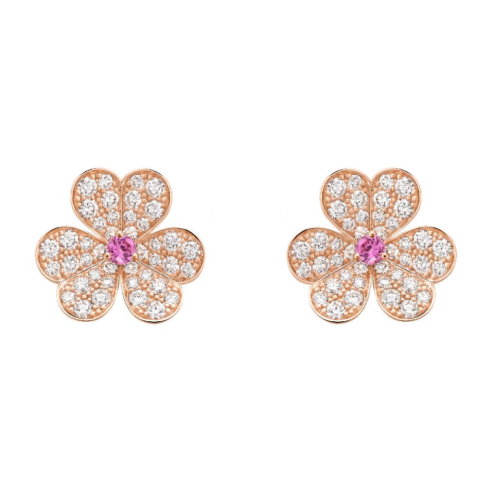 [Aurelle Style]FRIVOLE PINK GOLD FLOWER DIAMOND EARRINGS