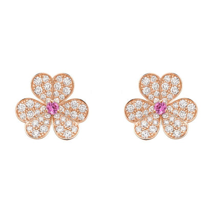 [Aurelle Style]FRIVOLE PINK GOLD FLOWER DIAMOND EARRINGS