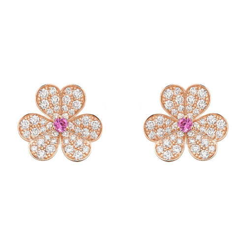 [Aurelle Style]FRIVOLE PINK GOLD FLOWER DIAMOND EARRINGS