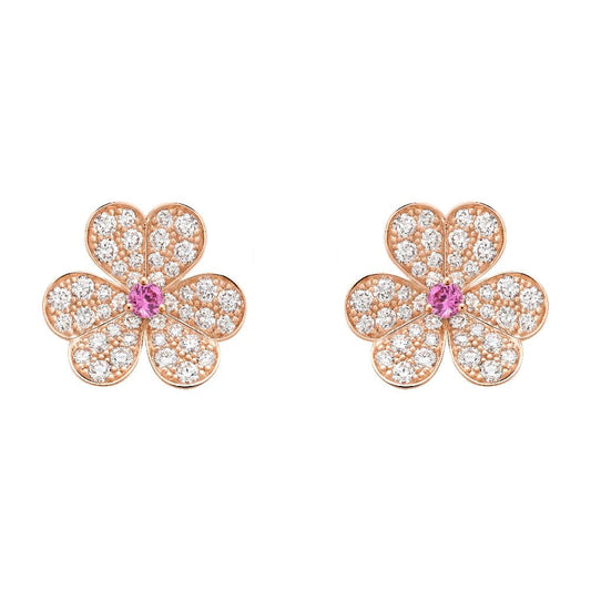 [Aurelle Style]FRIVOLE PINK GOLD FLOWER DIAMOND EARRINGS