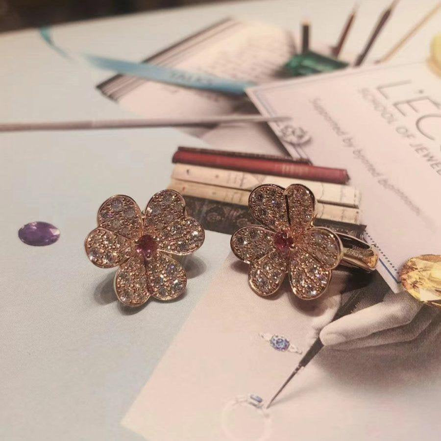 [Aurelle Style]FRIVOLE PINK GOLD FLOWER DIAMOND EARRINGS