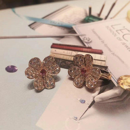 [Aurelle Style]FRIVOLE PINK GOLD FLOWER DIAMOND EARRINGS