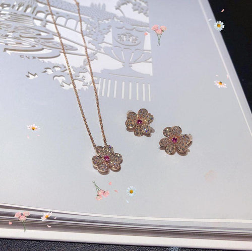 [TOP]FRIVOLE PINK GOLD FLOWER DIAMOND EARRINGS