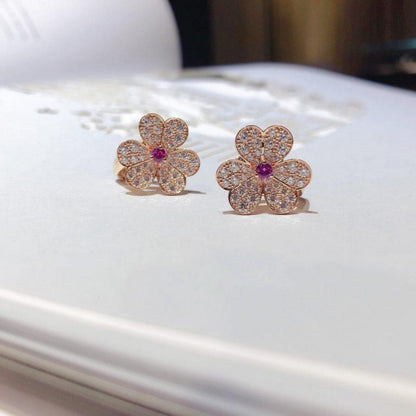 [Aurelle Style]FRIVOLE PINK GOLD FLOWER DIAMOND EARRINGS