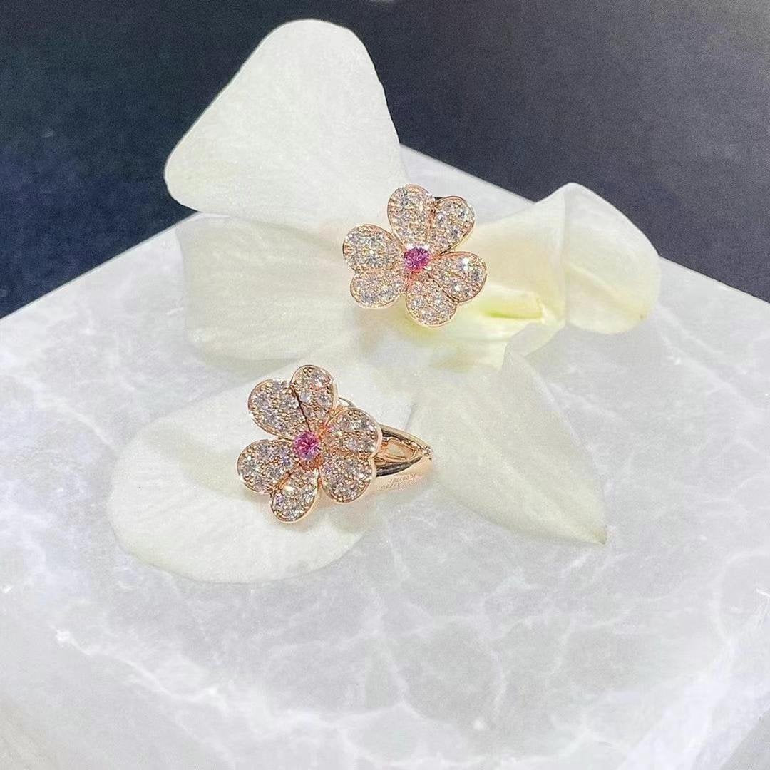 [Aurelle Style]FRIVOLE PINK GOLD FLOWER DIAMOND EARRINGS