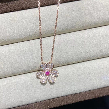 [Aurelle Style]FRIVOLE ROSE GOLD FLOWER DIAMOND NECKLACE