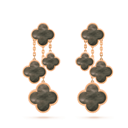[Aurelle Style]CLOVER EARRINGS DARK MOP 4 MOTIFS ROSE GOLD
