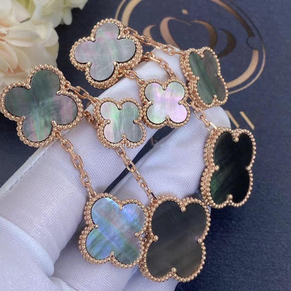 [Aurelle Style]CLOVER EARRINGS DARK MOP 4 MOTIFS ROSE GOLD