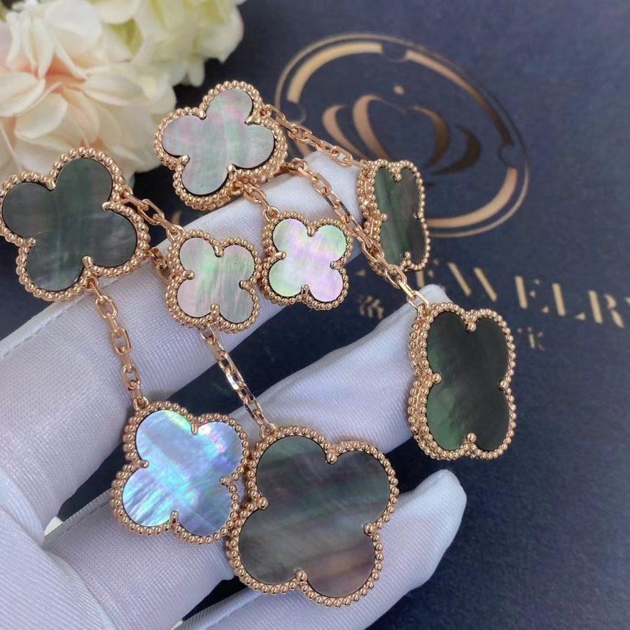[Aurelle Style]CLOVER EARRINGS DARK MOP 4 MOTIFS ROSE GOLD