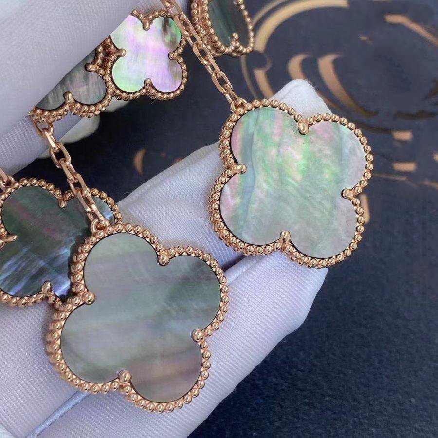 [Aurelle Style]CLOVER EARRINGS DARK MOP 4 MOTIFS ROSE GOLD