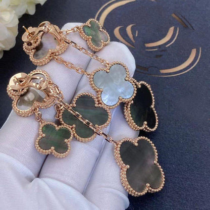[Aurelle Style]CLOVER EARRINGS DARK MOP 4 MOTIFS ROSE GOLD