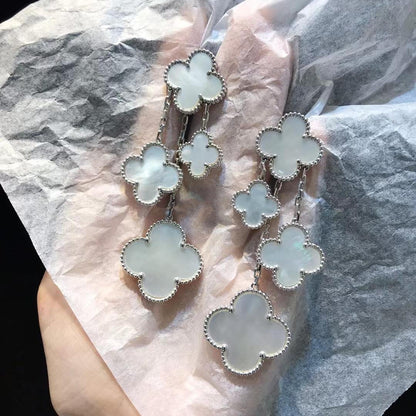 [Aurelle Style]CLOVER EARRINGS WHITE MOP 4 MOTIFS SILVER