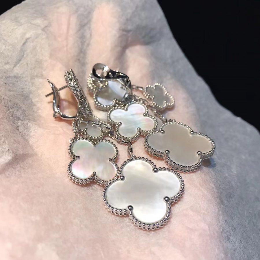 [Aurelle Style]CLOVER EARRINGS WHITE MOP 4 MOTIFS SILVER