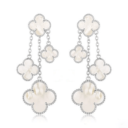 [Aurelle Style]CLOVER EARRINGS WHITE MOP 4 MOTIFS SILVER