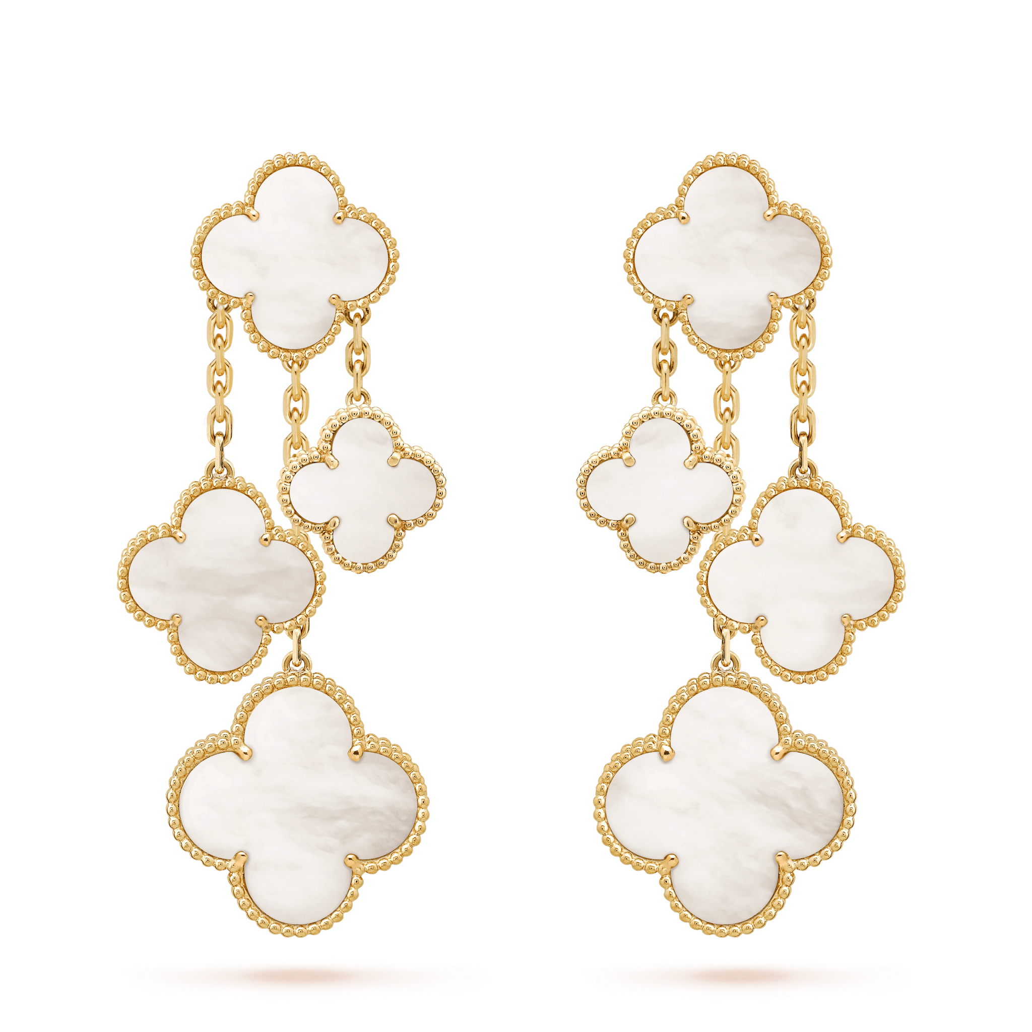 [Aurelle Style]CLOVER EARRINGS WHITE MOP 4 MOTIFS GOLD
