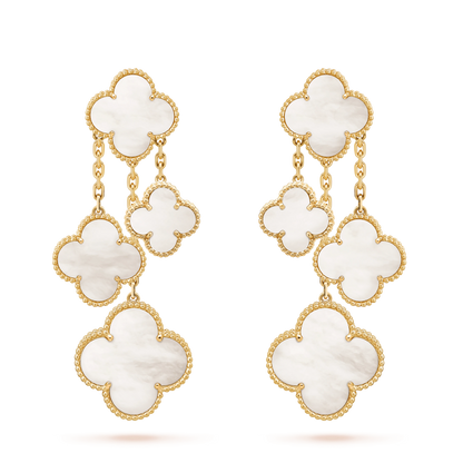 [Aurelle Style]CLOVER EARRINGS WHITE MOP 4 MOTIFS GOLD