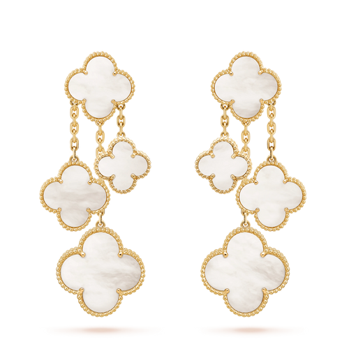 [Aurelle Style]CLOVER EARRINGS WHITE MOP 4 MOTIFS GOLD
